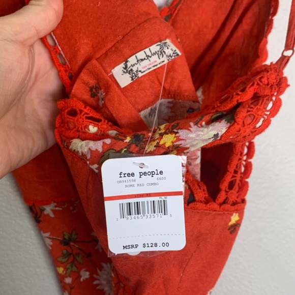 Free People Paradise Printed Maxi Dress in Red New - Picture 7 of 8